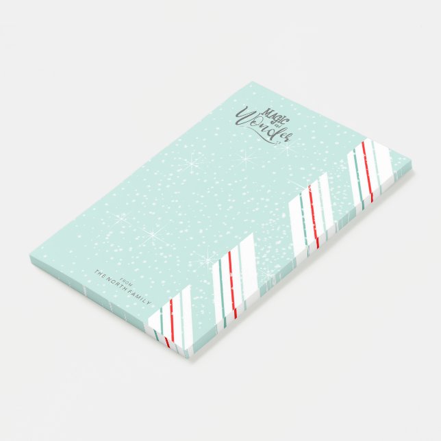 Post-it® Magic and Wonder Christmas Stripes Mint ID440 (Incliné)