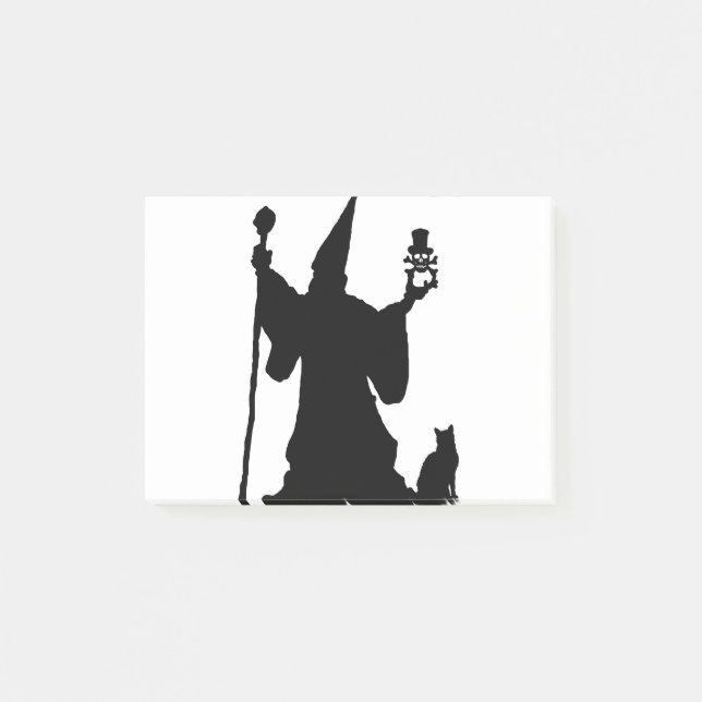 Post-it® Magic Cat Silhouette Sorcier Magique du crâne Assi (Devant)