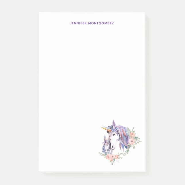 Post-it® Magique Unicorne maman & bébé aquarelle (Devant)