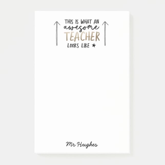 Post-it® Magnifique enseignant typographie moderne cadeau o (Devant)