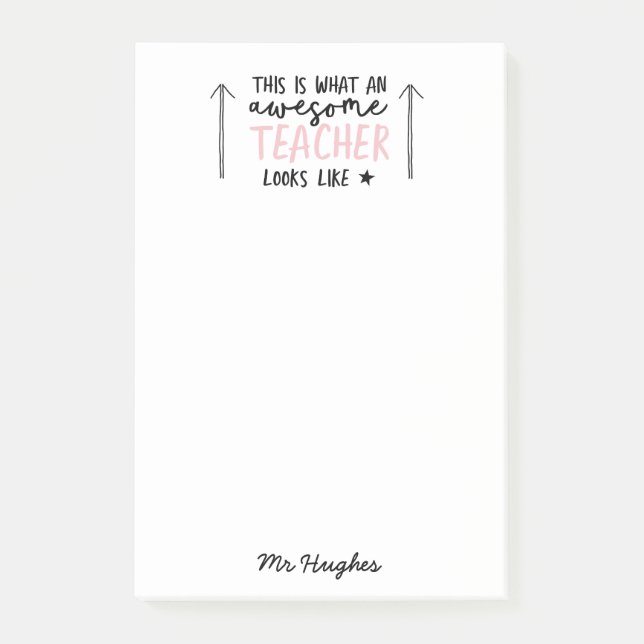 Post-it® Magnifique enseignant typographie moderne cadeau r (Devant)