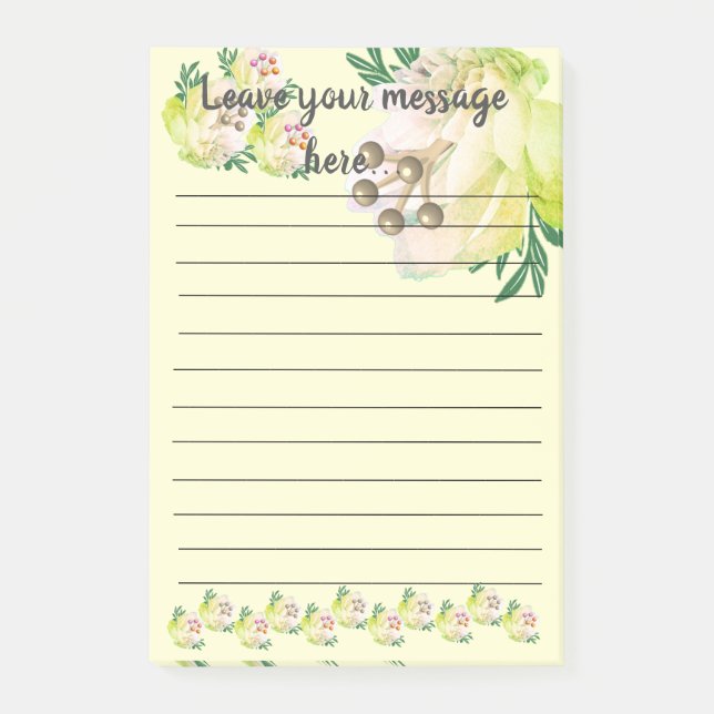 Post-it® Magnolia Jaune Laisser Votre Message Post-It Notes (Devant)