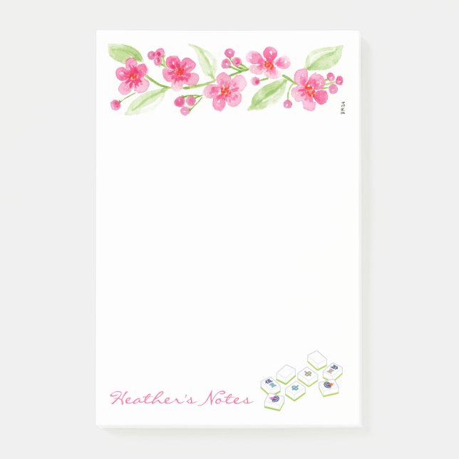Post-it® Mahjong Watercolor Cherry Blossom Flowers NAME (Devant)