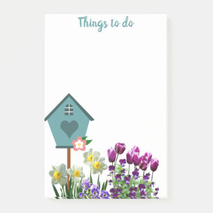 Post-it® Maison d'oiseau dans le jardin fleuri Choses à fai