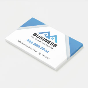 Post-it® Maison Moderne à Toit Bleu Logo Immobilier
