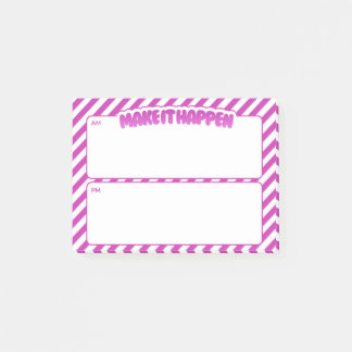 Post-it® Make It Happen AM/PM Sticky Notes – Pink Stripes