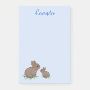 Post-it® Mama mignonne avec lapin bébé en bleu cou
