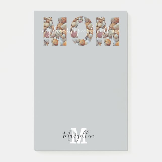Post-it® Maman Ajoutez Votre Nom et Monogramme Coquillage (Devant)