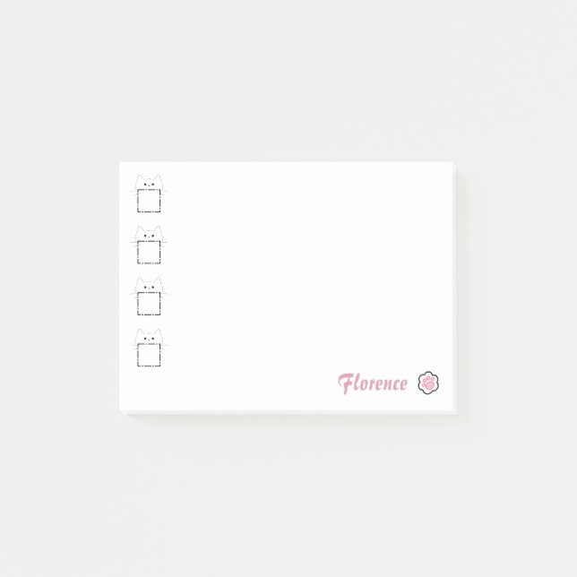 Post-it® Maman chat chat mignon patte blanche et rose (Devant)