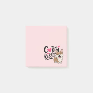 Post-it® Maman Corgi Mignonne Cœurs Roses Bisous de Chien A