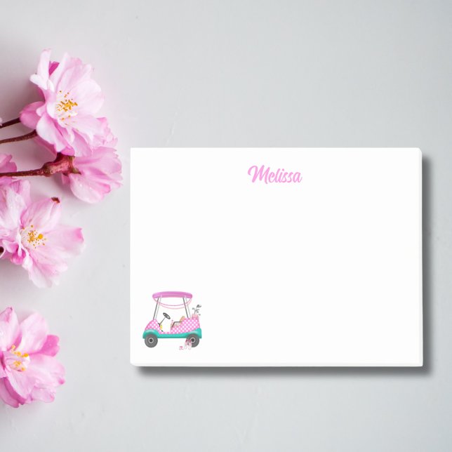 Post-it® Maman golfeuse Panier Nom Points Roses (Créateur téléchargé)