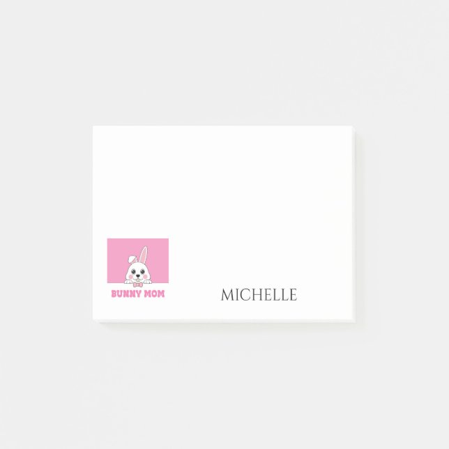 Post-it® Maman Lapin Mignon Rose Personnalisé (Devant)