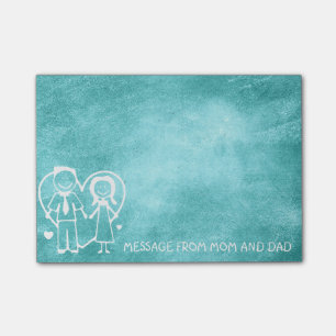 Post-it® Maman Papa Famille Massage Chalkboard Mint Bleu