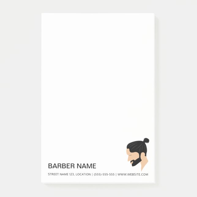 Post-it® Man Bun Style Cheveux Homme Design Barbier Personn (Devant)