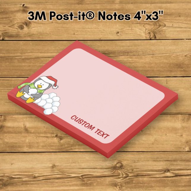 Post-it® manchot de Noël assis avec des boules de neige (Créateur téléchargé)