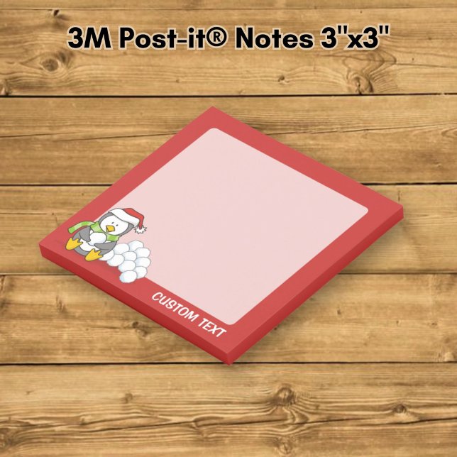 Post-it® Manchot de Noël assis avec des boules de neige (Créateur téléchargé)