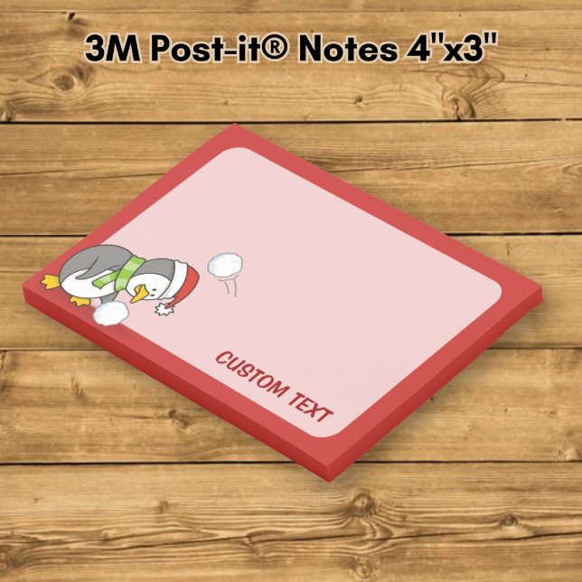 Post-it® manchot de Noël ramassant une boule de neige (Créateur téléchargé)
