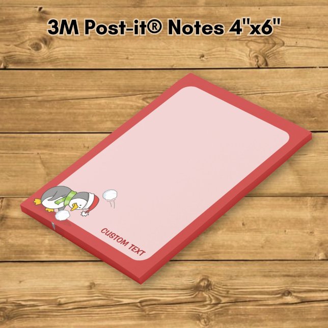 Post-it® manchot de Noël ramassant une boule de neige (Créateur téléchargé)