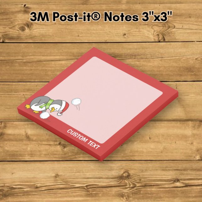 Post-it® manchot de Noël ramassant une boule de neige (Créateur téléchargé)