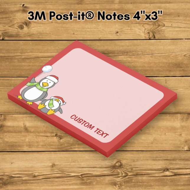 Post-it® Manchots faisant des boules de neige à Noël (Créateur téléchargé)