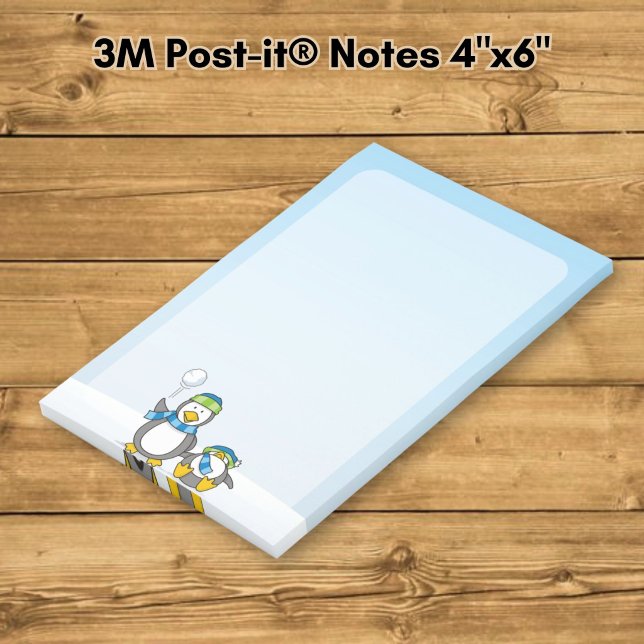 Post-it® Manchots qui se lancent des boules de neige (Créateur téléchargé)