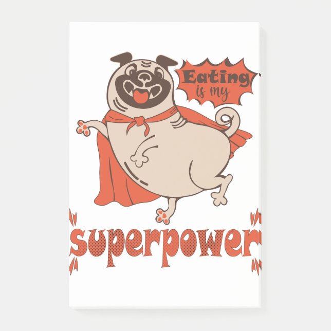 Post-it® Manger est mon super-puissance rouge carlin style  (Devant)