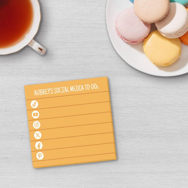 Post-it® Mango Jaune & Blanc Les Médias Sociaux À Faire Lis (Créateur téléchargé)