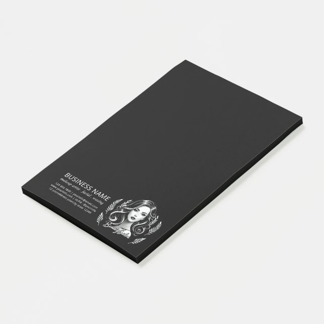 Post-it® Maquillage Artiste Coiffure Stylo moderne Noir Bla (Incliné)