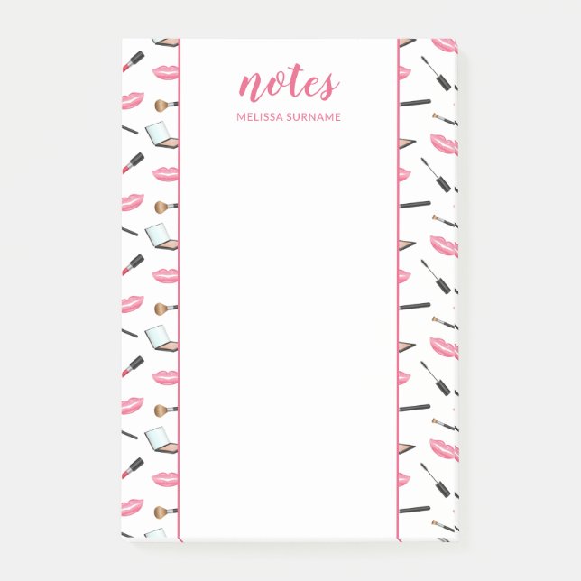 Post-it® Maquillage Avec Lèvres Roses Et Titre Et Nom Perso (Devant)
