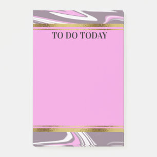 Post-it® Marbre aquarelle rose et gris personnalisé 4x6