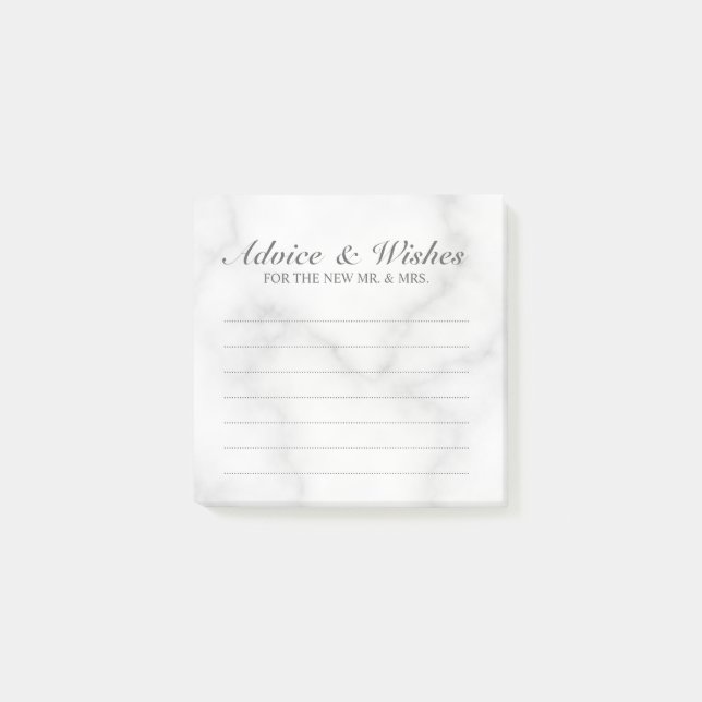 Post-it® Marbre blanc classique Mariage Conseils et souhait (Devant)