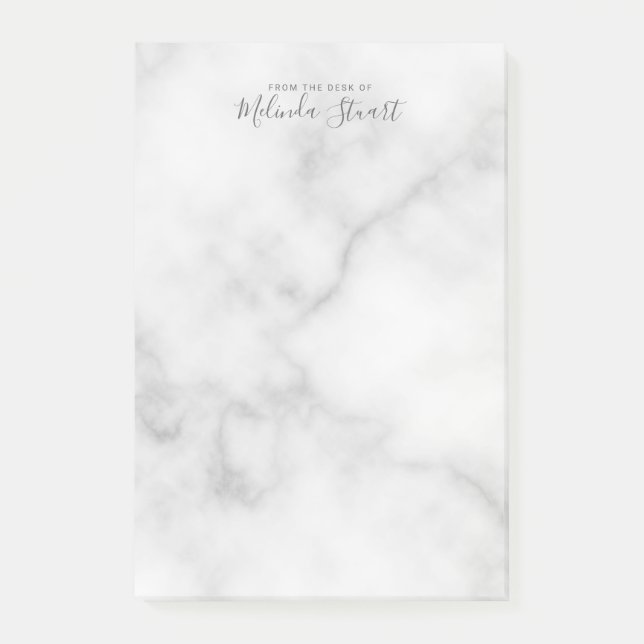Post-it® Marbre blanc de script moderne professionnel (Devant)