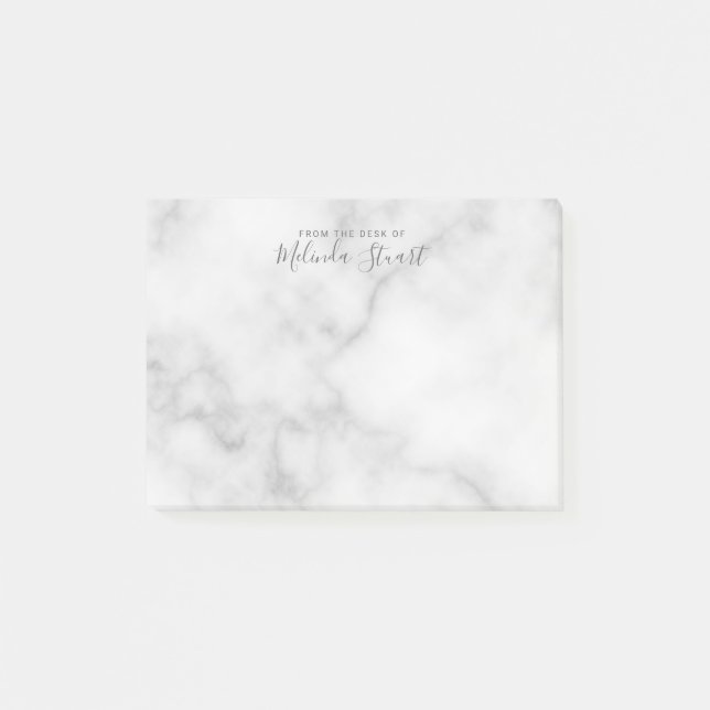 Post-it® Marbre blanc de script moderne professionnel (Devant)