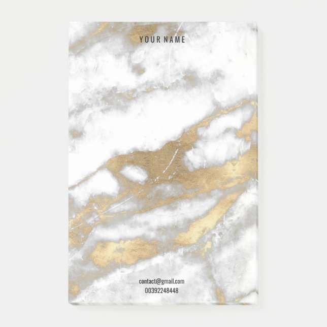 Post-it® Marbre blanc en or gris Nom de la pierre Adresse L (Devant)