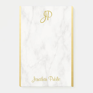Post-it® Marbre blanc Gold Monogramme Modèle personnalisé