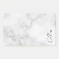 Marbre blanc Modern Script Nom personnalisé