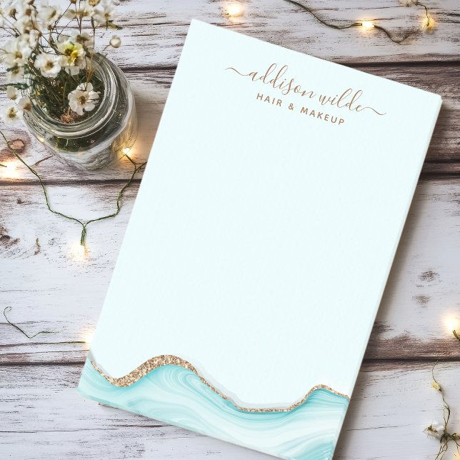 Post-it® Marbre Bleu Pailleté Or Élégant Chic Moderne (Créateur téléchargé)