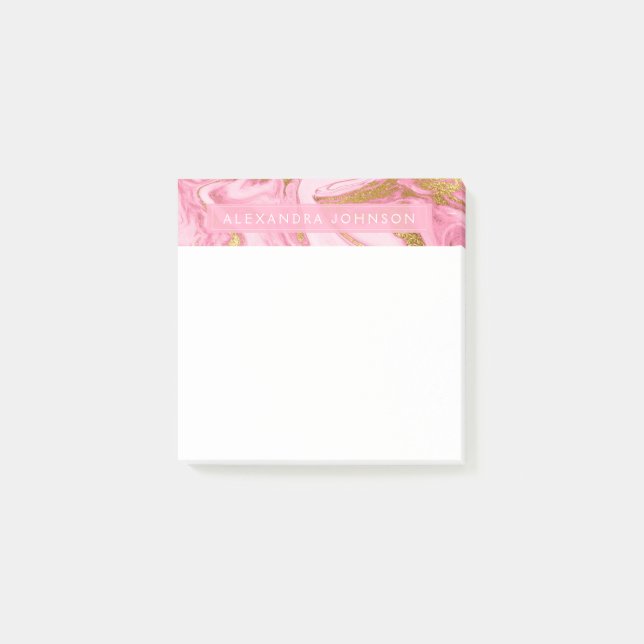 Post-it® Marbre moderne rose, blanc et or (Devant)