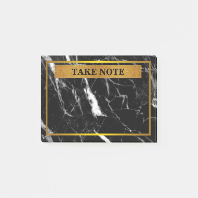 Post-it® Marbre personnalisé Prendre note avec bordure or (Devant)