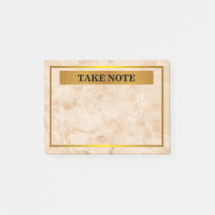 Post-it® Marbre personnalisé Prendre note avec bordure or