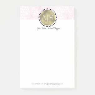 Post-it® Marbre Rose Moderne Simulé Monogramme