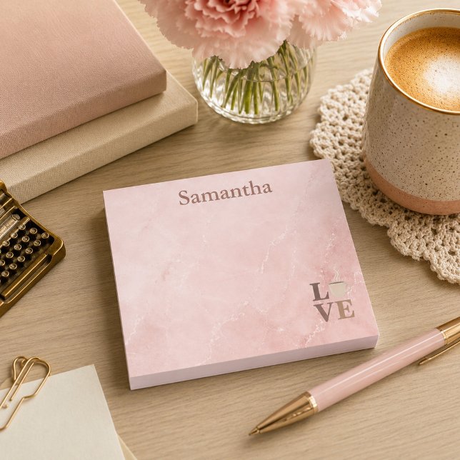 Post-it® Marbre Rose Poussiéreux Amour Café   (Créateur téléchargé)
