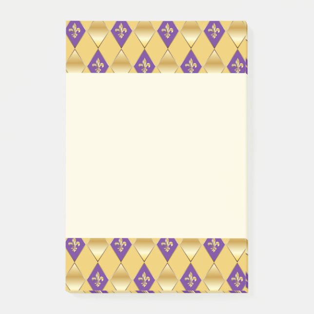 Post-it® Mardi Gras Carnaval Arlequin Gold Fleur de Lis (Devant)