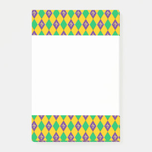 Post-it® Mardi Gras Carnaval Arlequin Gold Fleur de Lis