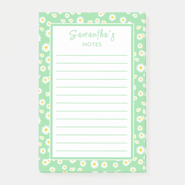 Post-it® Marguerites de printemps vertes boho (Devant)
