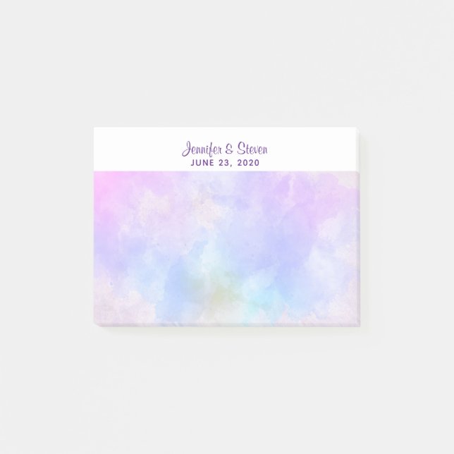 Post-it® Mariage aquarelle abstrait violet élégant (Devant)