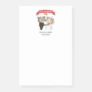 Post-it® Mariage de hibou juste mariés 