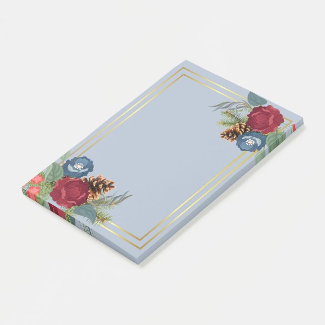 Post-it® Mariage d'hiver Bourgogne Turquoise Bleu moderne (Incliné)