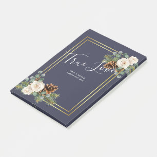 Post-it® Mariage d'hiver Roses blanches Or Dusty Bleu