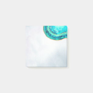 Post-it® Mariage Elegant Aquarelle Turquoise & Gold Geode S